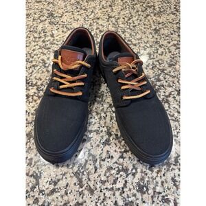 Polo Ralph Lauren Faxon Low Canvas Sneakers Black Leather Trim Mens Size 9